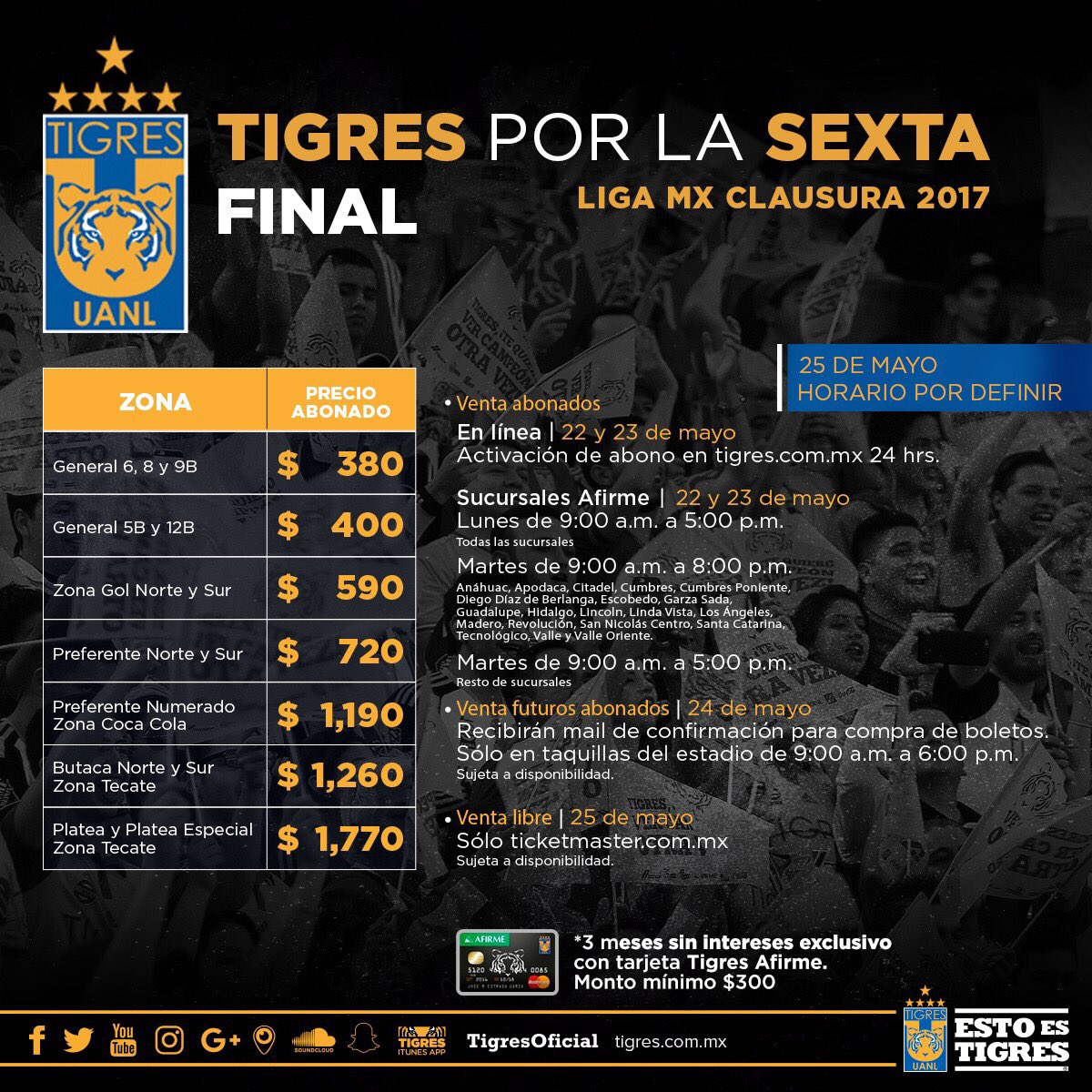 Boletos final Tigres vs Chivas clausura 2017 futbol mexicano